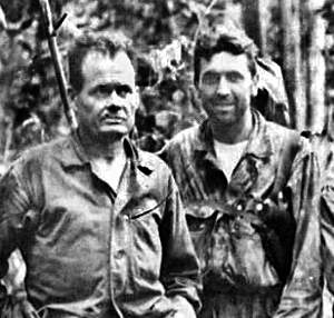 !stLt Francis T Farrell (right) with LtCol  Lewis B. Chesty Puller at Cape Gloucester (also known as Tuluvu) a headland, in the northwest of the island of New Britain, Papua New Guinea, Both were members of the 7th Marines regimental staff.