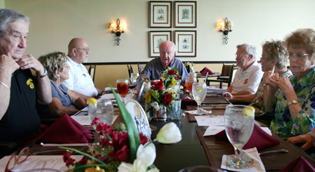 Jack Paxton, Alva and Charlie Ross, Red Carpenter, Hank and Trudy Ehlbeck and Ann carpenter were among the Florida Chapter members attending the quarterly business meeting in Daytona, Fla. March 28, 2009. Photo by Kate Stark