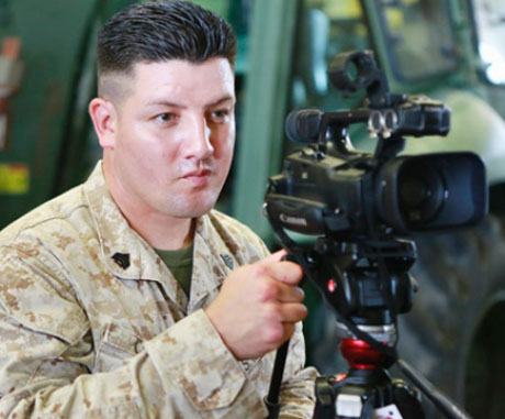 Camp Lejeune's Sgt. Albert Carls is the winner of the 2012 William T. Perkins Award combat cameraman of the year for his video-journalism work done in Afghanistan from April to May of 2012. His video, Going Forward in Helmand featured Marines from 1st Battalion, 8th Marines, conducting combat operations during Operation Enduring Freedom.  Photo by John Althouse/The Daily News