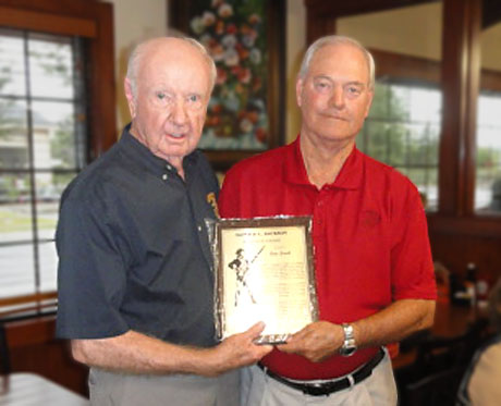 The 2014 Donald L.Dickson Memorial Award was belatedly presented to Gene Smith of Ocoee, FL by Florida Chapter President Red Carpenter on November 22.  Smith, Tour Director of the PGA Champions Tour, would have received the award at the Oceanside National Conference but his work schedule precluded attendance.  The presentation was made at the 4th Quarter meeting of the Florida Chapter in Clermont, FL.