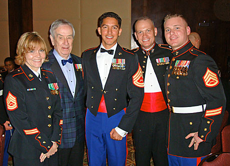 Marines from the CentCom Public Affairs staff attended the Marine Corps Birthday Ball, in Tampa, Nov. 8, 2009. From left: GySgt Kim Leone, Jack Paxton, GySgt Christian Harding, LtCol Dave Griesmer amd SSgt Joe Loewy.